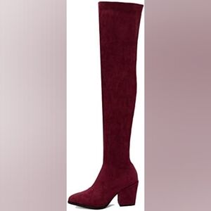 ALDO Ruby Red Over The Knee, Clunky Heel, Suede Boots-Only Worn In Store
